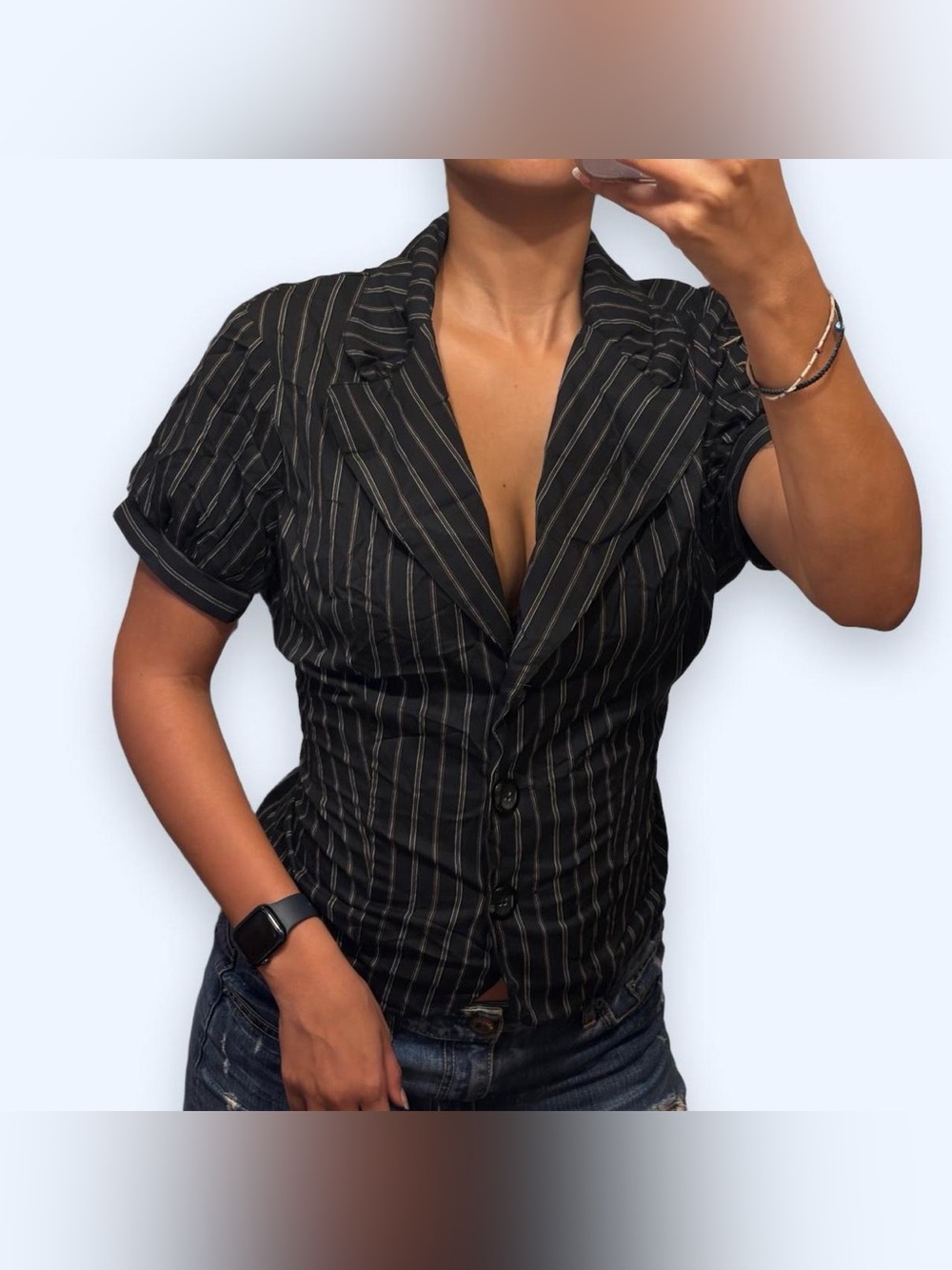 Y2K Grunge Blazer Pinstripe Top by A-List!